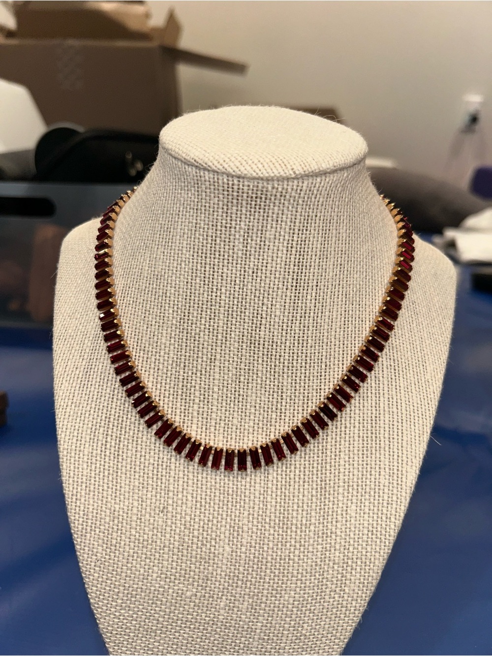 Rebekah price baguette-cut gemstone tennis necklace in a gold setting